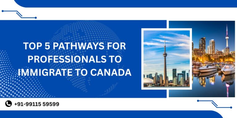 This image indicated about the Top 5 pathways for professionals to immigrate to Canada which include the smoothest journey for someone who is looking for immigration for canada